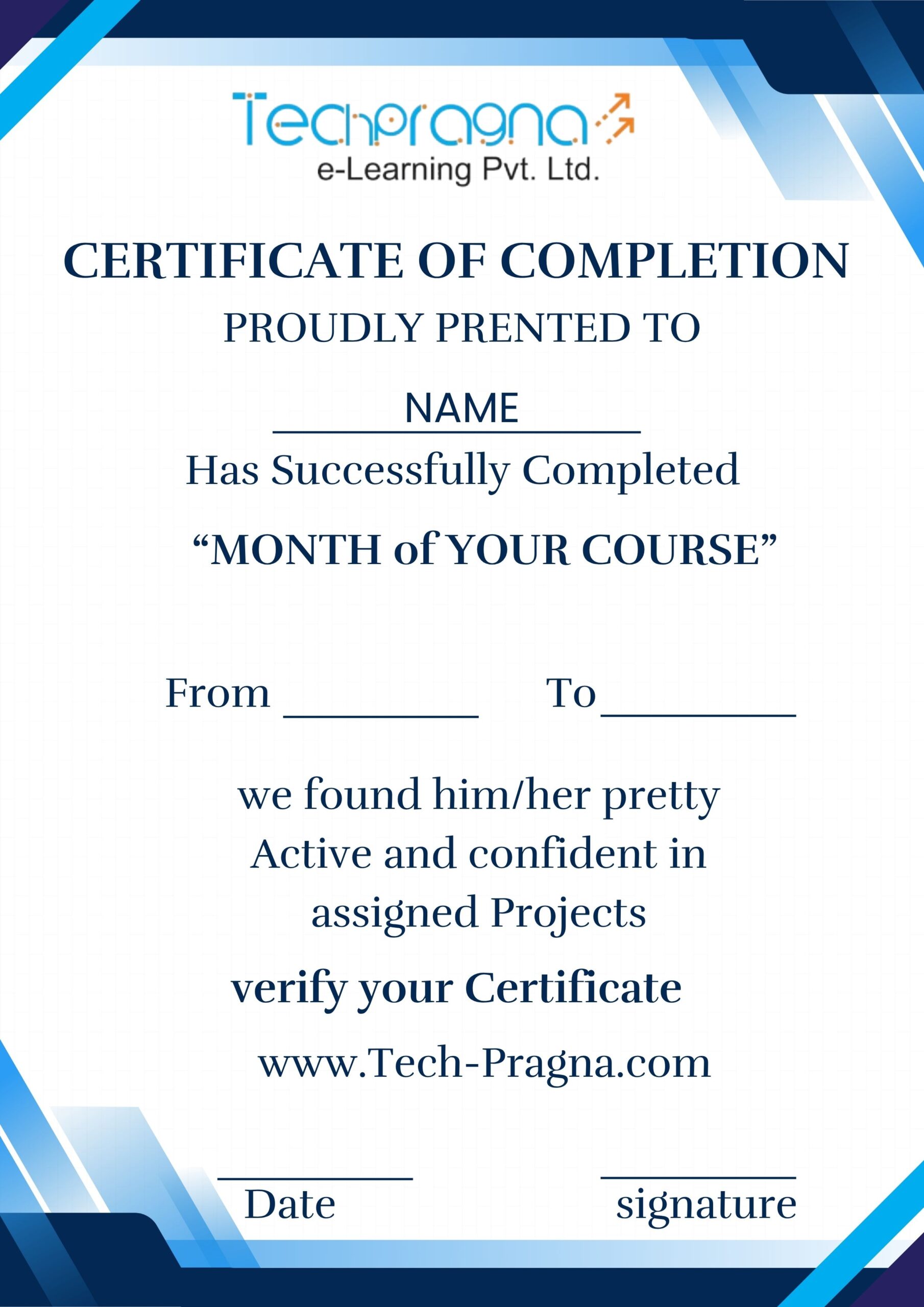 Of COMPLETION Certificate Of Completed